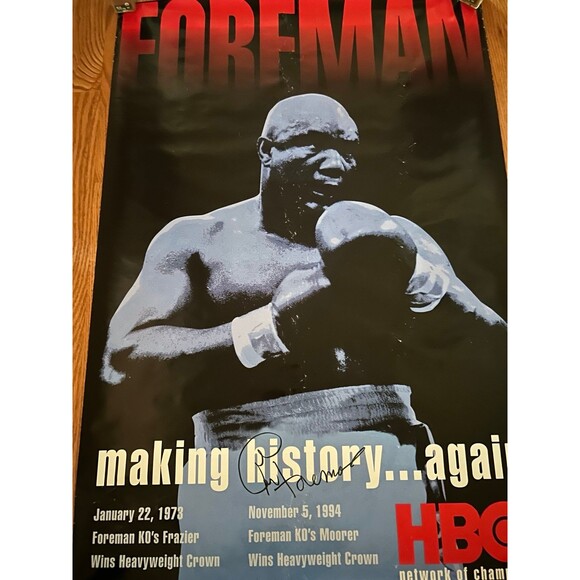 Autographed George Foreman original vintage HBO fight boxing poster - Picture 3 of 4